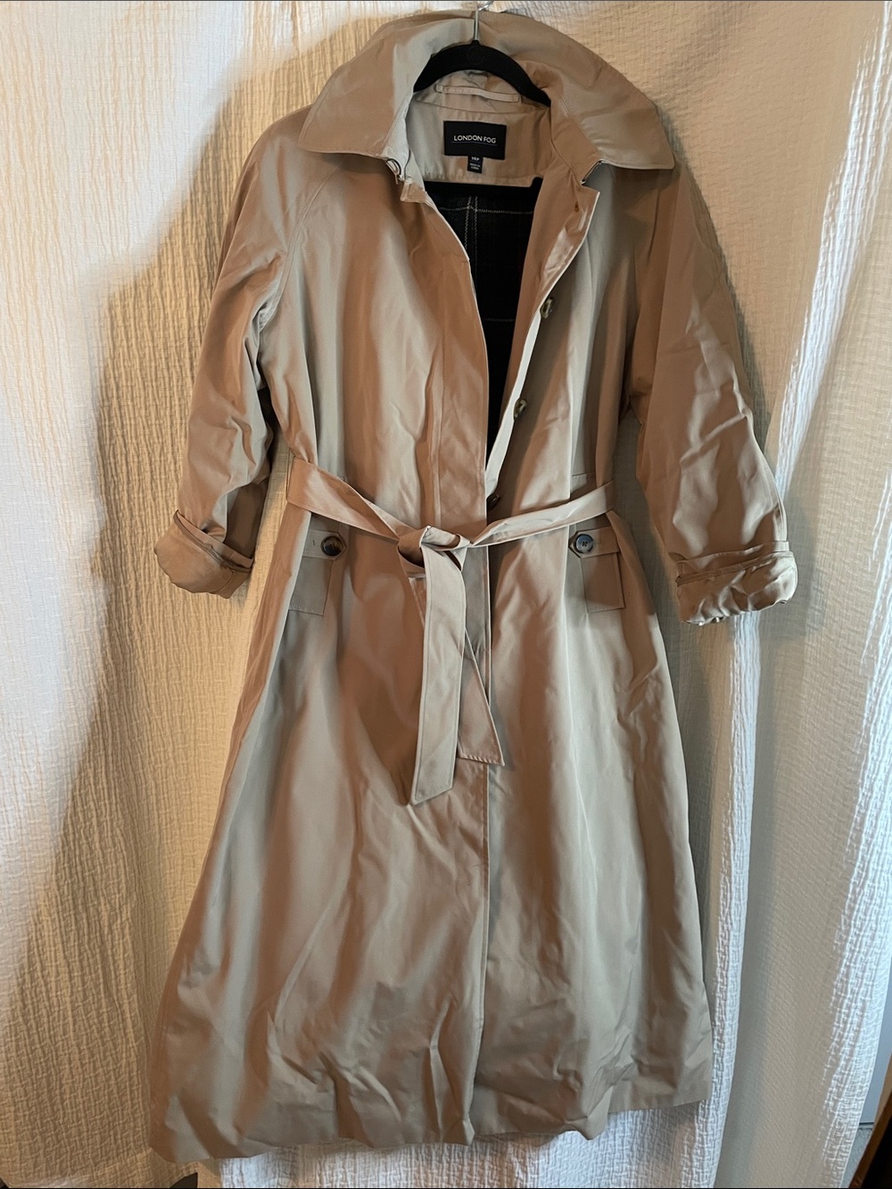 London Fog Khaki Belted Trench Coat | size 14P